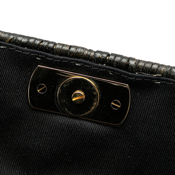 サルヴァトーレフェラガモ ガンチーニ ハンドバッグ カゴバッグ ブラック ストロー レザー レディース Salvatore Ferragamo 【中古】