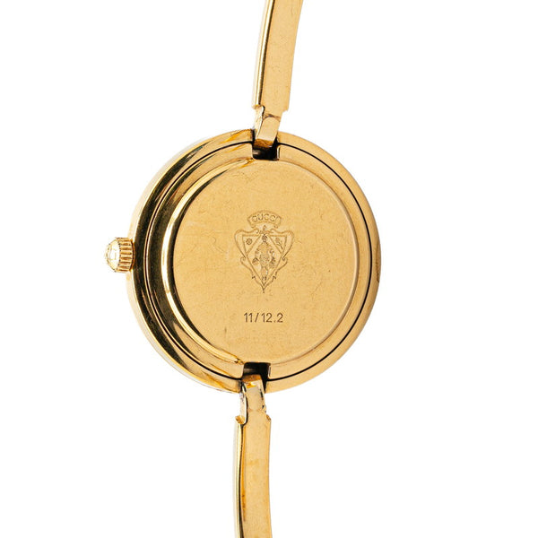 グッチ チェンジベゼル バングルウォッチ 腕時計 クオーツ ホワイト文字盤 メッキ レディース GUCCI 【中古】