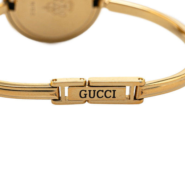 グッチ チェンジベゼル バングルウォッチ 腕時計 クオーツ ホワイト文字盤 メッキ レディース GUCCI 【中古】