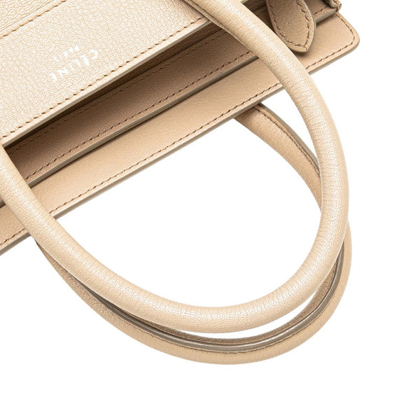 セリーヌ ラゲージ マイクロショッパー ハンドバッグ ベージュ レザー レディース CELINE 【中古】