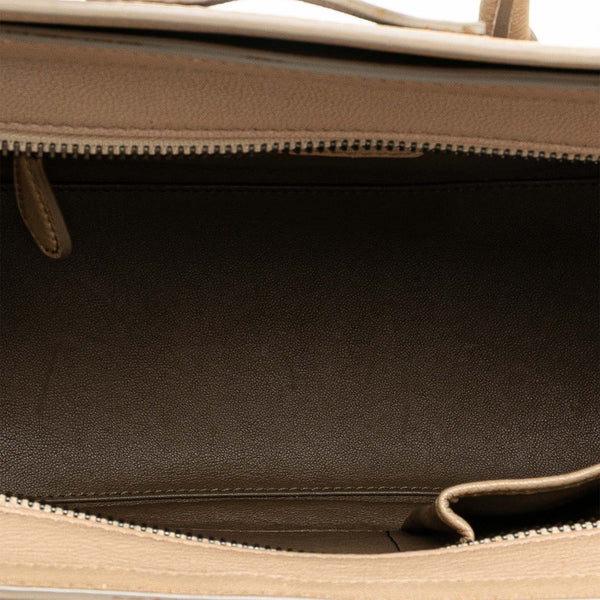 セリーヌ ラゲージ マイクロショッパー ハンドバッグ ベージュ レザー レディース CELINE 【中古】