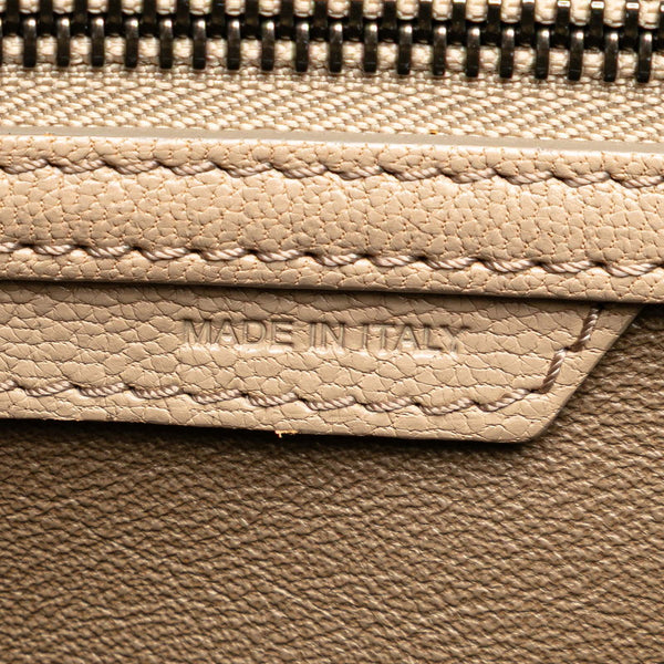 セリーヌ ラゲージ マイクロショッパー ハンドバッグ ベージュ レザー レディース CELINE 【中古】