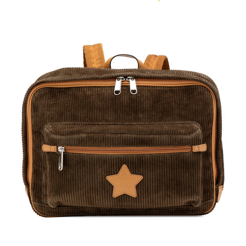 グッチ ダブルG スター リュック バックパック 704946 カーキグリーン ブラウン コーデュロイ レザー レディース GUCCI 【中古】