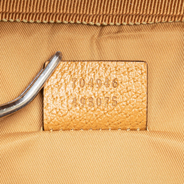 グッチ ダブルG スター リュック バックパック 704946 カーキグリーン ブラウン コーデュロイ レザー レディース GUCCI 【中古】