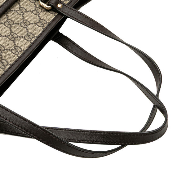 グッチ GGスプリーム トートバッグ ショルダーバッグ 2WAY 388929 ベージュ ブラウン PVC レザー レディース GUCCI 【中古】