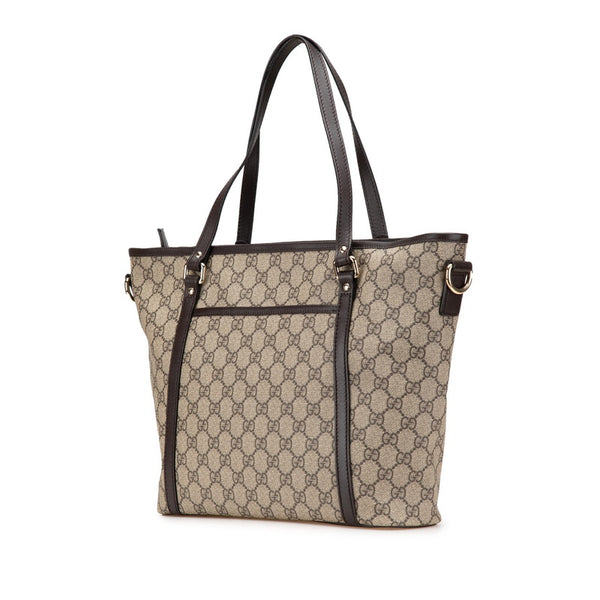 グッチ GGスプリーム トートバッグ ショルダーバッグ 2WAY 388929 ベージュ ブラウン PVC レザー レディース GUCCI 【中古】