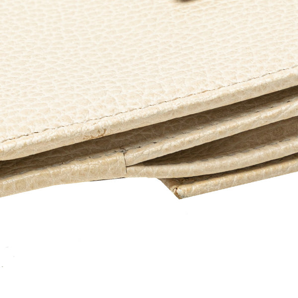 グッチ ダブルホック 二つ折り財布 368233 ホワイト レザー レディース GUCCI 【中古】