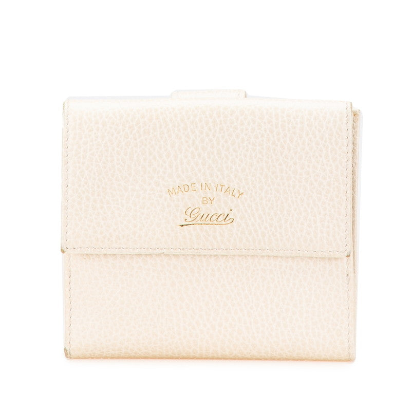 グッチ ダブルホック 二つ折り財布 368233 ホワイト レザー レディース GUCCI 【中古】