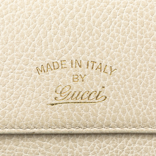 グッチ ダブルホック 二つ折り財布 368233 ホワイト レザー レディース GUCCI 【中古】