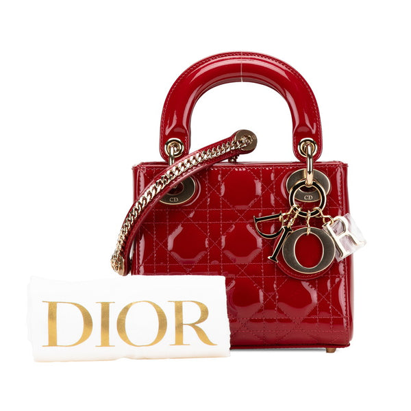 ディオール カナージュ レディディオール ハンドバッグ ショルダーバッグ 2WAY レッド パテントレザー レディース Dior 【中古】