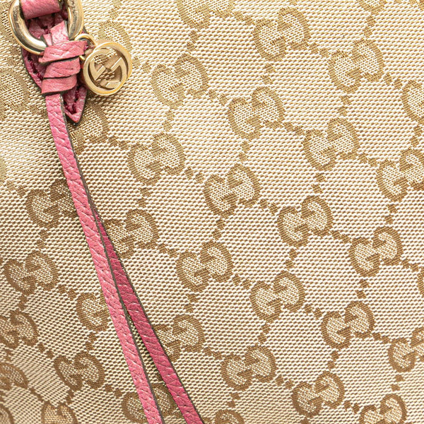 グッチ GGキャンバス ブリー ハンドバッグ ショルダーバッグ 2WAY 353120 ベージュ ピンク キャンバス レザー レディース GUCCI 【中古】