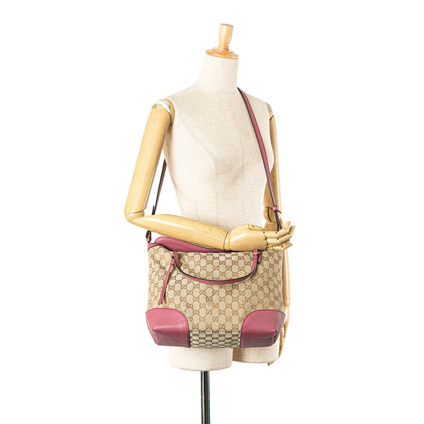グッチ GGキャンバス ブリー ハンドバッグ ショルダーバッグ 2WAY 353120 ベージュ ピンク キャンバス レザー レディース GUCCI 【中古】