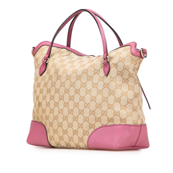 グッチ GGキャンバス ブリー ハンドバッグ ショルダーバッグ 2WAY 353120 ベージュ ピンク キャンバス レザー レディース GUCCI 【中古】