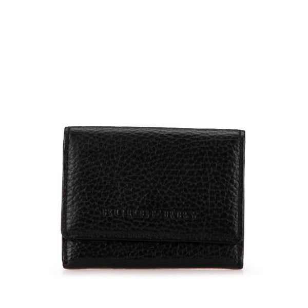 バーバリー チェック カードケース 名刺入れ ブラック レザー レディース BURBERRY 【中古】