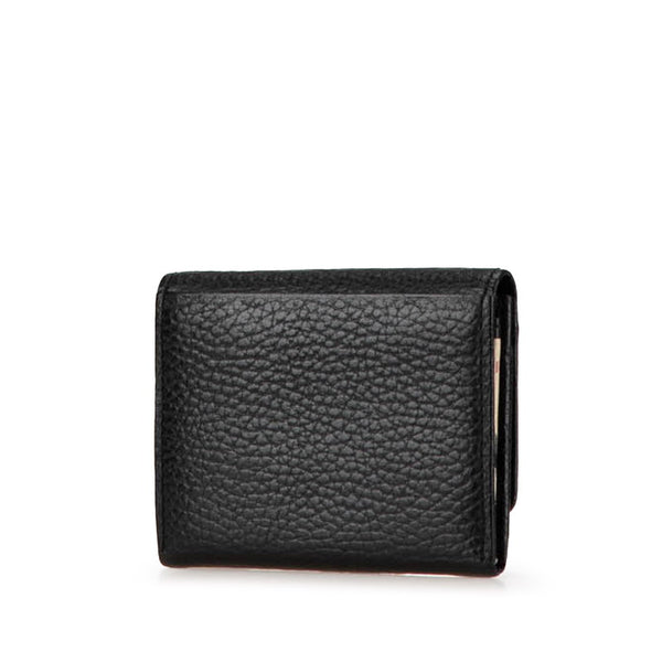 バーバリー チェック カードケース 名刺入れ ブラック レザー レディース BURBERRY 【中古】