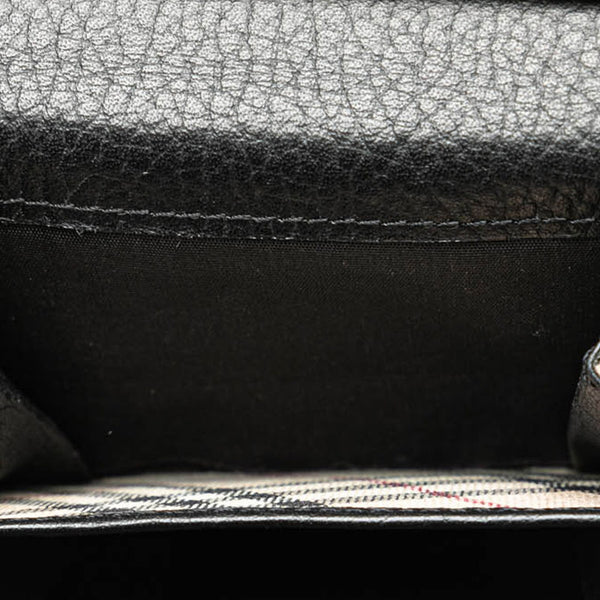 バーバリー チェック カードケース 名刺入れ ブラック レザー レディース BURBERRY 【中古】