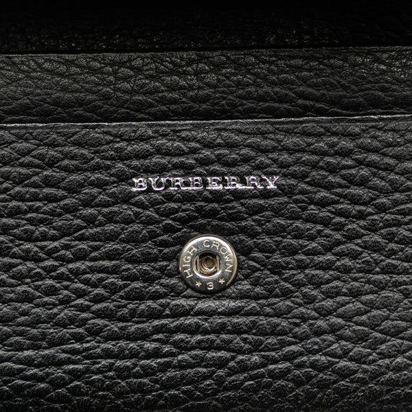 バーバリー チェック カードケース 名刺入れ ブラック レザー レディース BURBERRY 【中古】