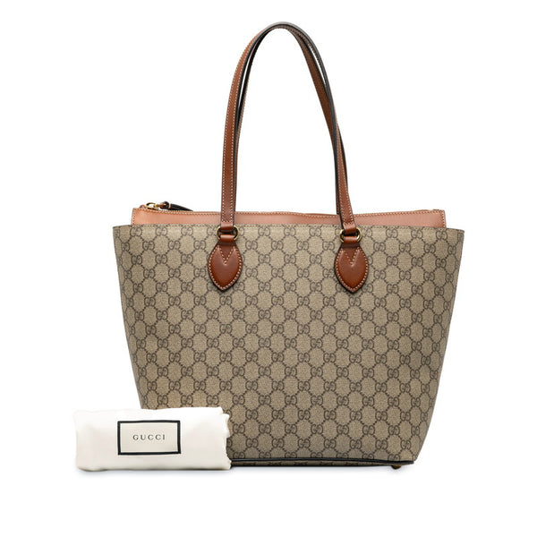 グッチ GGスプリーム トートバッグ ショルダーバッグ 415721 ベージュ ブラウン PVC レザー レディース GUCCI 【中古】