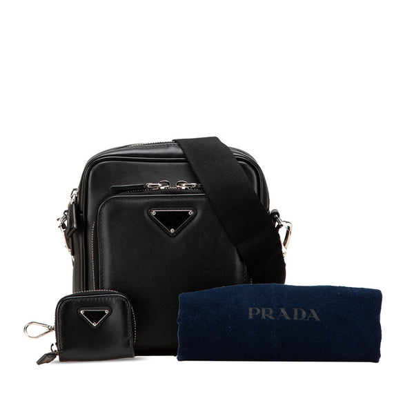 プラダ トライアングルロゴ 斜め掛け ショルダーバッグ 2VH168 ブラック レザー レディース PRADA 【中古】