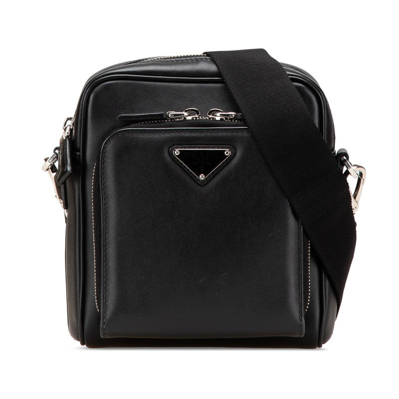 プラダ トライアングルロゴ 斜め掛け ショルダーバッグ 2VH168 ブラック レザー レディース PRADA 【中古】