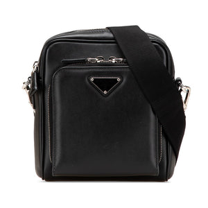 プラダ トライアングルロゴ 斜め掛け ショルダーバッグ 2VH168 ブラック レザー レディース PRADA 【中古】