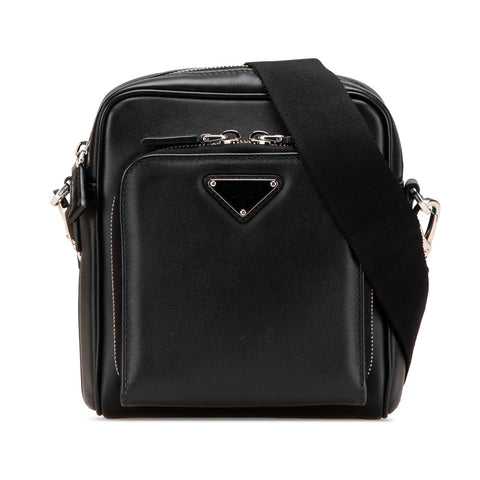 プラダ トライアングルロゴ 斜め掛け ショルダーバッグ 2VH168 ブラック レザー レディース PRADA 【中古】