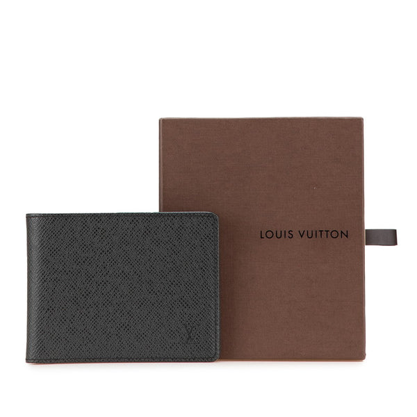 ルイ ヴィトン タイガ ポルトフォイユ ミュルティプル 二つ折り財布 M30531 ノワール ブラック レザー メンズ LOUIS VUITTON 【中古】