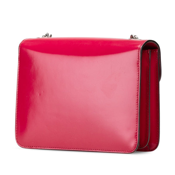 グッチ インターロッキングG 斜め掛け チェーン ショルダーバッグ 387609 ピンク レザー レディース GUCCI 【中古】