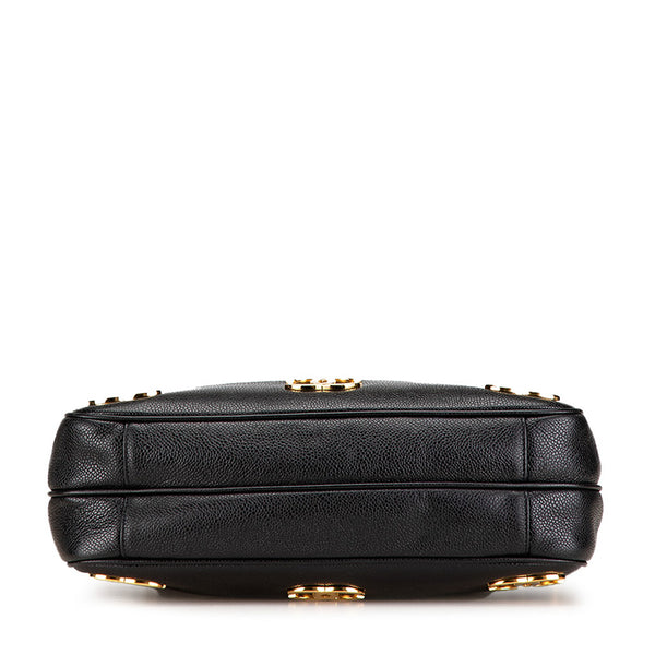 シャネル トリプル ココマーク チェーン ショルダーバッグ ブラック キャビアスキン レディース CHANEL 【中古】