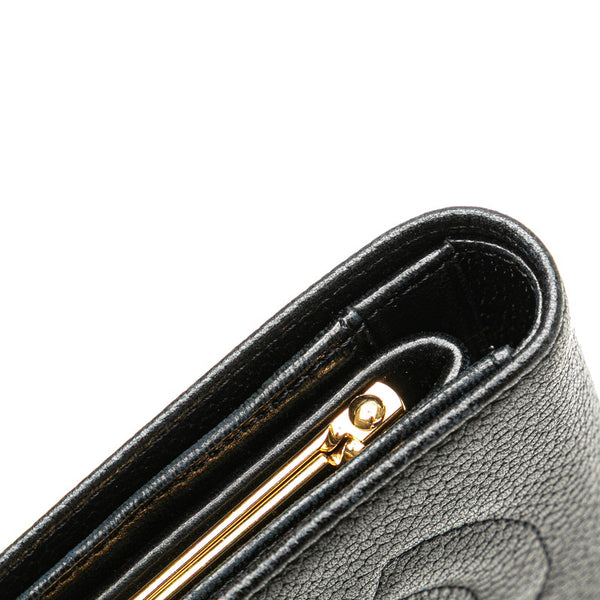 シャネル ココマーク がま口 二つ折り財布 ブラック キャビアスキン レディース CHANEL 【中古】