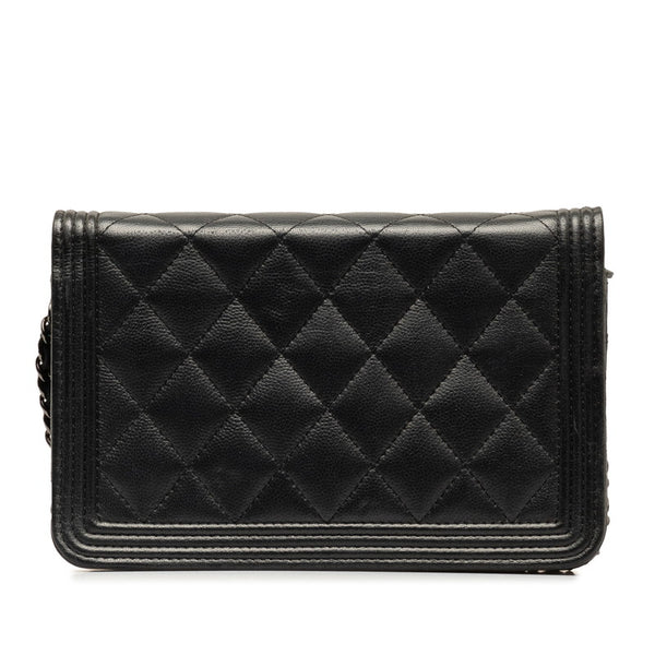 シャネル ココマーク ボーイシャネル ソーブラック チェーン ショルダーバッグ  ブラック マットキャビアスキン レディース CHANEL 【中古】