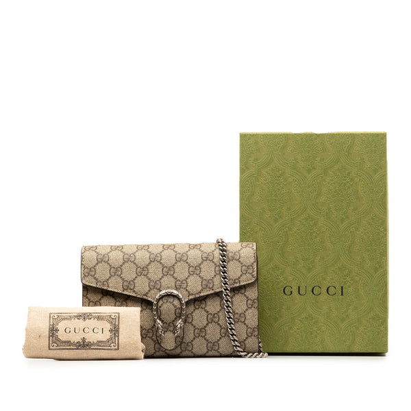 グッチ GGスプリーム デュオニソス 斜め掛け チェーン ショルダーバッグ ウォレット 401231 べージュ PVC レザー レディース GUCCI 【中古】
