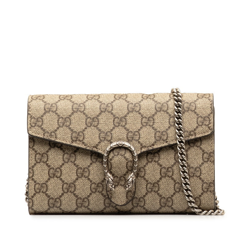 グッチ GGスプリーム デュオニソス 斜め掛け チェーン ショルダーバッグ ウォレット 401231 べージュ PVC レザー レディース GUCCI 【中古】