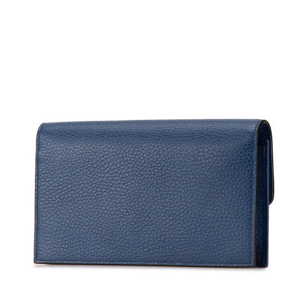 グッチ インターロッキングG 斜め掛け チェーン ショルダーバッグ 510314 ブルー レザー レディース GUCCI 【中古】