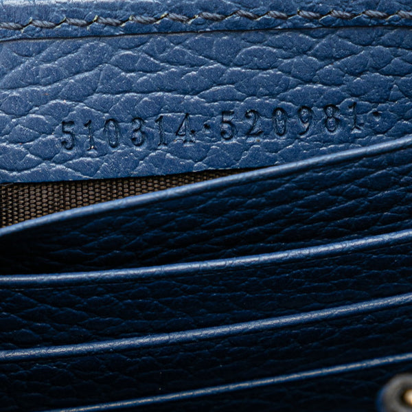 グッチ インターロッキングG 斜め掛け チェーン ショルダーバッグ 510314 ブルー レザー レディース GUCCI 【中古】