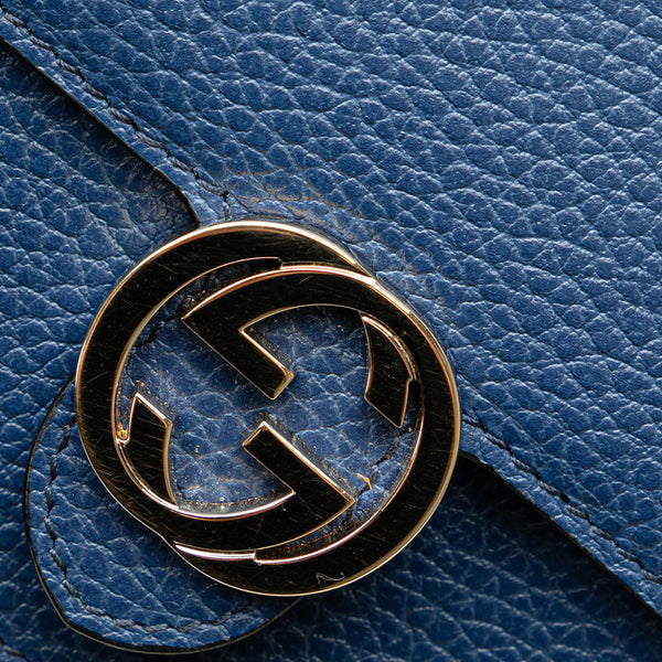 グッチ インターロッキングG 斜め掛け チェーン ショルダーバッグ 510314 ブルー レザー レディース GUCCI 【中古】