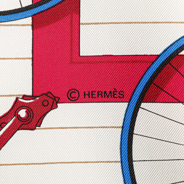 エルメス カレ90 LES BECANES 自転車 スカーフ ブルー ホワイト マルチカラー シルク レディース HERMES 【中古】