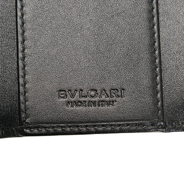 ブルガリ キーケース 6連 グレー ブラック PVC レザー レディース BVLGARI 【中古】