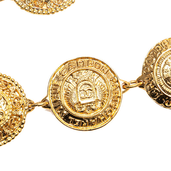 シャネル 31 RUE CAMBON ココマーク メダル チェーン ベルト ゴールド メッキ レディース CHANEL 【中古】