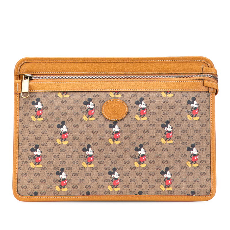 グッチ × ディズニー Disney マイクロGGスプリーム クラッチバッグ 602552 ブラウン系 PVC レザー レディース GUCCI 【中古】