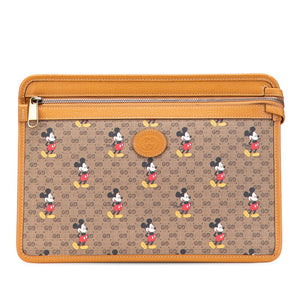グッチ × ディズニー Disney マイクロGGスプリーム クラッチバッグ 602552 ブラウン系 PVC レザー レディース GUCCI 【中古】