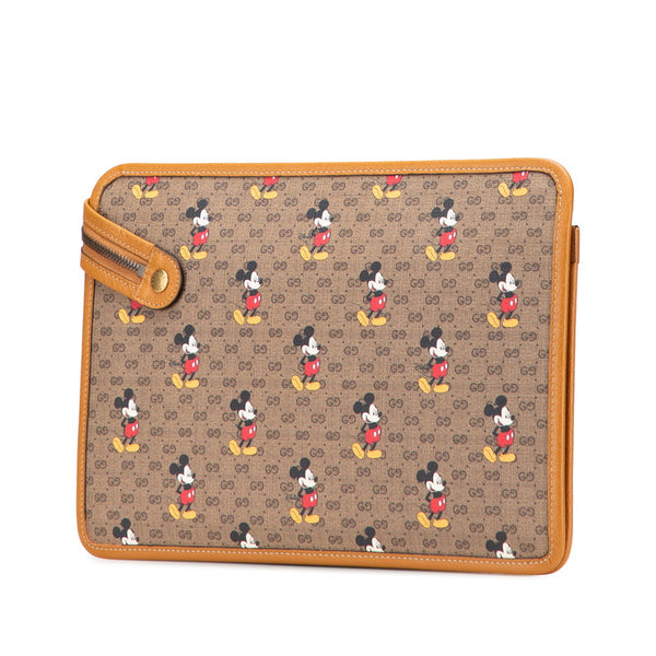 グッチ × ディズニー Disney マイクロGGスプリーム クラッチバッグ 602552 ブラウン系 PVC レザー レディース GUCCI 【中古】