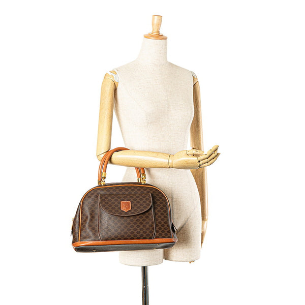 セリーヌ マカダム ハンドバッグ ブラウン PVC レザー レディース CELINE 【中古】