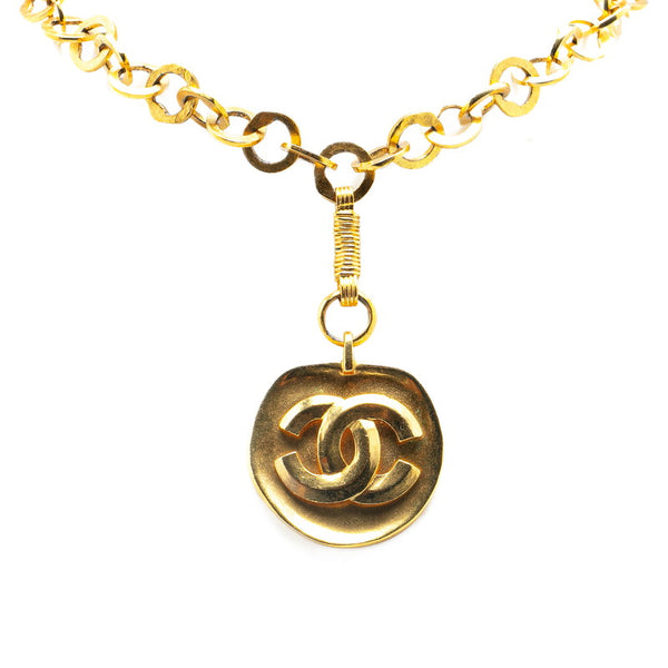 シャネル ヴィンテージ ココマーク チェーン ロング ネックレス ゴールド メッキ レディース CHANEL 【中古】