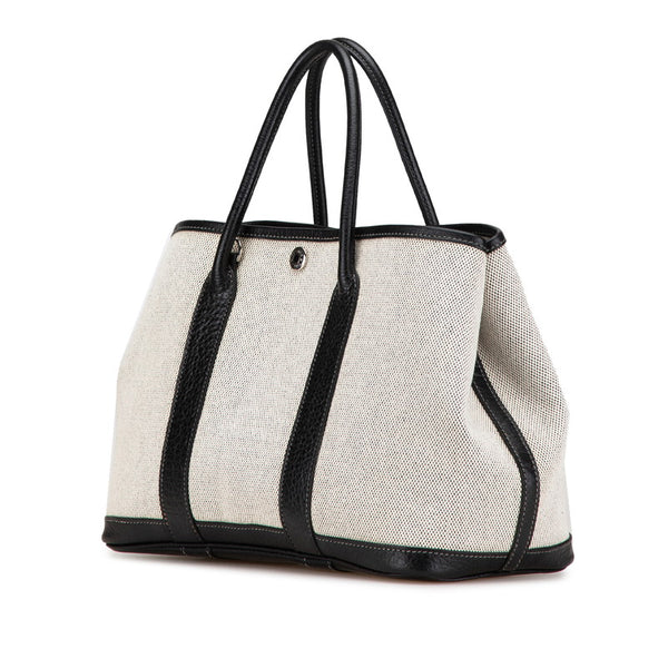 エルメス ガーデンパーティTPM ハンドバッグ ショルダーバッグ 2WAY グレー ブラック トワルアッシュ レザー レディース HERMES 【中古】