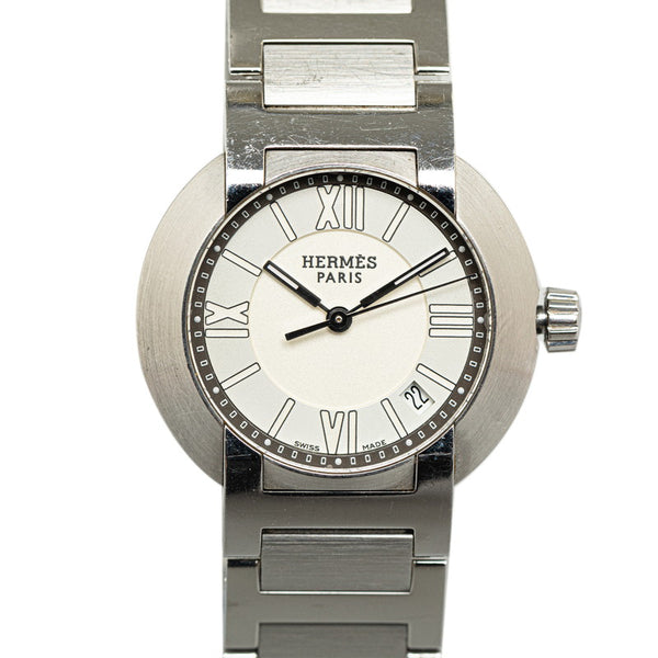 エルメス ノマード 腕時計 N01.210 自動巻き ホワイト文字盤 ステンレススチール レディース HERMES 【中古】