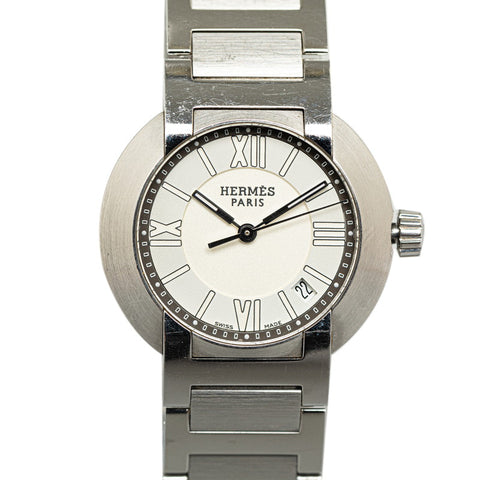 エルメス ノマード 腕時計 N01.210 自動巻き ホワイト文字盤 ステンレススチール レディース HERMES 【中古】