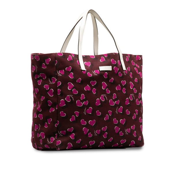 グッチ ハート柄  トートバッグ ハンドバッグ 282439 マルチカラー キャンバス レザー レディース GUCCI 【中古】