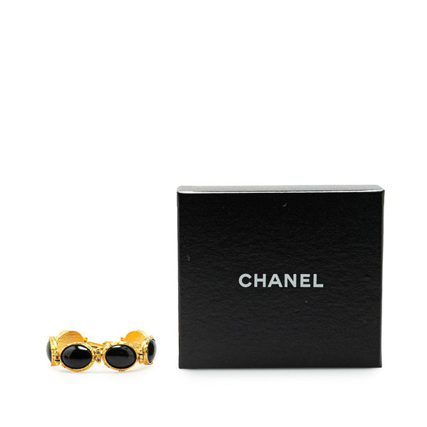シャネル ヴィンテージ ココマーク ストーン ブレスレット ゴールド ブラック メッキ レディース CHANEL 【中古】