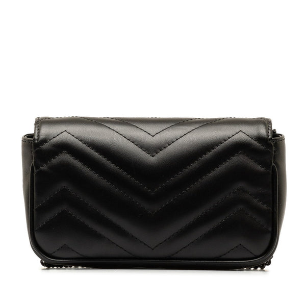 グッチ GGマーモント スーパーミニバッグ キルティングレザー 斜め掛け チェーン ショルダーバッグ 476433 ブラック レザー レディース GUCCI 【中古】